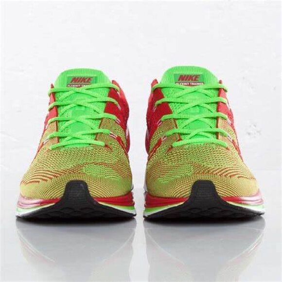 Deadstock 2012 Nike Flyknit Trainer+ University Red Electric Grn 532984-631 7 US - Picture 5 of 12